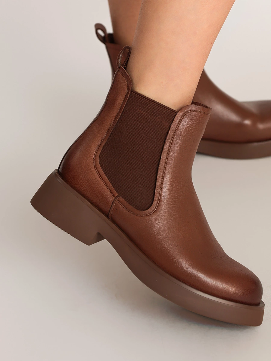Ботинки-челси коричневые из натуральной кожи